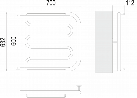 Фокстрот БШ 600х700 Полотенцесушитель  TERMINUS Ессентуки - фото 3