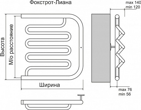 Фокстрот-Лиана AISI 500х500 Полотенцесушитель  TERMINUS Ессентуки - фото 3