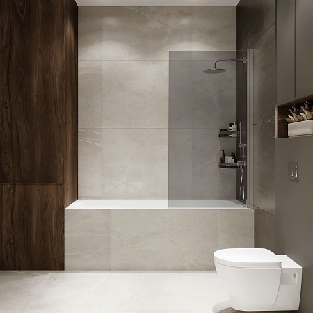 Шторка на ванну распашная Terminus Ното 02 1500х700 проф.хром, тонированная Ессентуки - фото 3