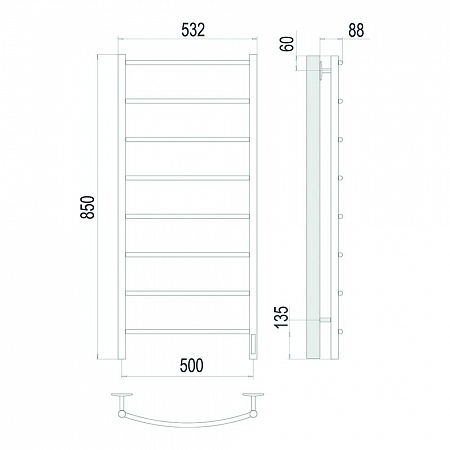 Классик П8 500х850 Электро Полотенцесушитель TERMINUS Сатин Ессентуки - фото 4