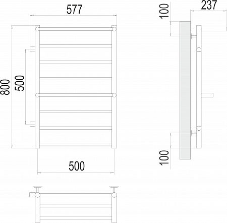 Аврора с 2-мя/п П8 500х800 бп500 слева Полотенцесушитель TERMINUS Ессентуки - фото 3