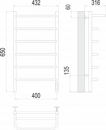 Полка П6 400х650 Электро (quick touch) Полотенцесушитель  TERMINUS Ессентуки - фото 3