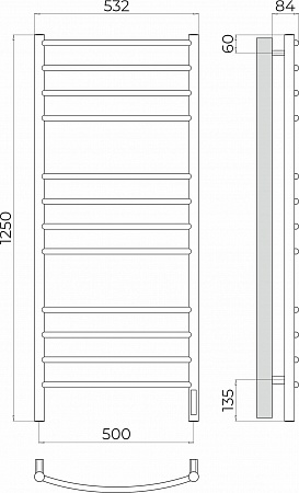Классик П12 500х1250 Электро (quick touch) Полотенцесушитель TERMINUS Ессентуки - фото 3