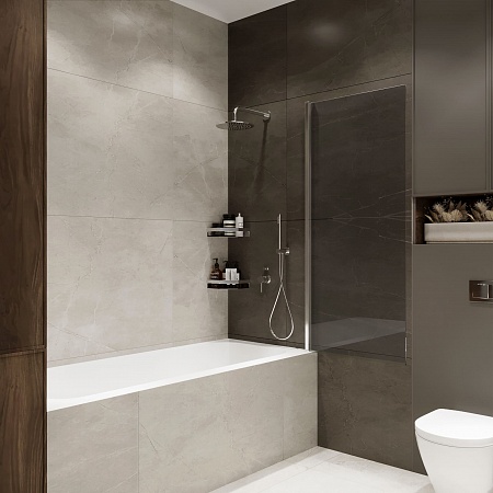 Шторка на ванну распашная Terminus Ното 02 1500х700 проф.хром, тонированная Ессентуки - фото 2