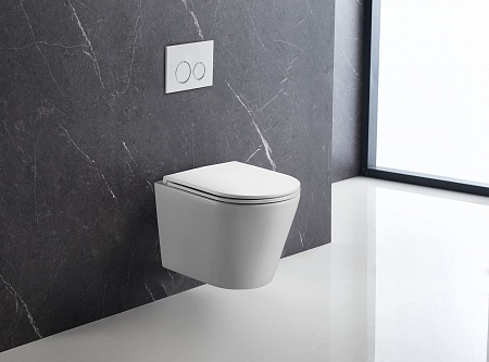 Подвесной унитаз безободковый Terminus Классик 540х365 белый Ессентуки - фото 1