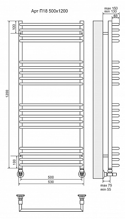 Арт П18 500х1200 Полотенцесушитель  TERMINUS Ессентуки - фото 3