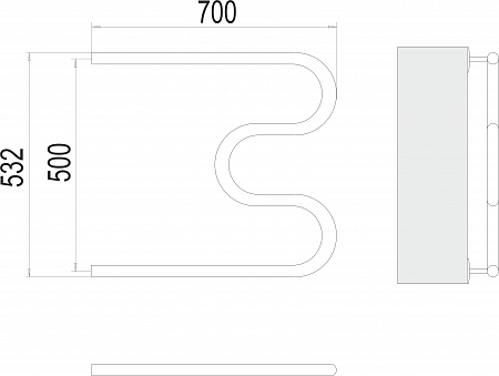 М-обр AISI 32х2 500х700 Полотенцесушитель  TERMINUS Ессентуки - фото 3