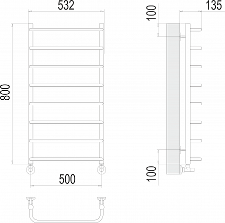 Стандарт П8 500х800  Полотенцесушитель  TERMINUS Ессентуки - фото 3