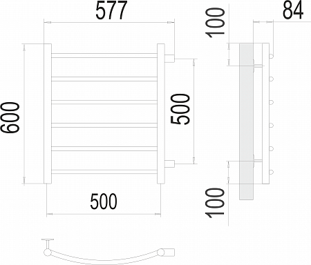 Классик П6 500х600 бп500 Полотенцесушитель  TERMINUS Ессентуки - фото 3