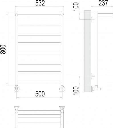 Хендрикс П8 500х800 Полотенцесушитель  TERMINUS Ессентуки - фото 3