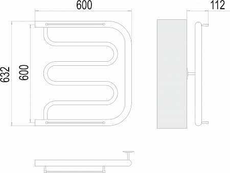 Фокстрот БШ 600х600 Полотенцесушитель TERMINUS Ессентуки - фото 3
