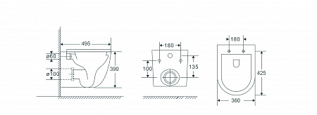 Подвесной унитаз безободковый Terminus Аврора Монолит 495х360 белый Ессентуки - фото 3