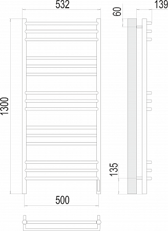 Прато П15 500х1300 электро (sensor quick touch) Полотенцесушитель  TERMINUS Ессентуки - фото 3