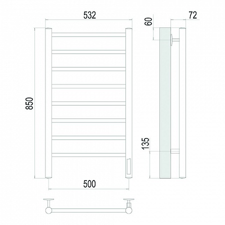 Аврора П8 500х850 Электро Полотенцесушитель TERMINUS Золото Ессентуки - фото 4