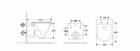 Подвесной унитаз безободковый Terminus Классик 540х365 белый Ессентуки - фото 4