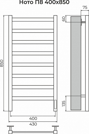 Ното П8 400х850 Электро (quick touch) Полотенцесушитель TERMINUS Ессентуки - фото 3