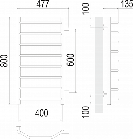 Виктория П8 400х800 бп600 Полотенцесушитель  TERMINUS Ессентуки - фото 3