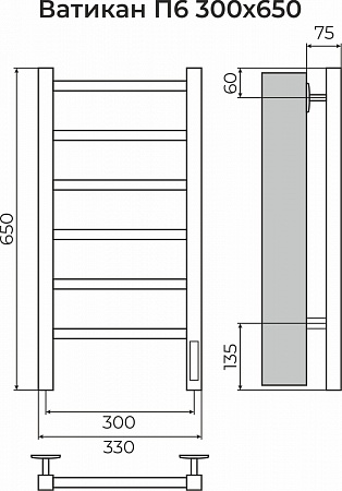 Ватикан П6 300х650 Электро (quick touch) Полотенцесушитель TERMINUS Ессентуки - фото 3