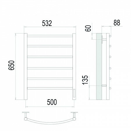 Классик П6 500х650 Электро Полотенцесушитель TERMINUS Сатин Ессентуки - фото 4