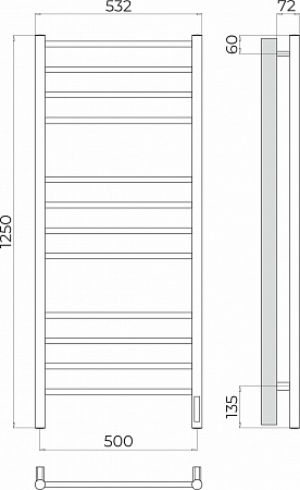 Аврора П12 500х1250 Электро (quick touch) Полотенцесушитель TERMINUS Ессентуки - фото 3