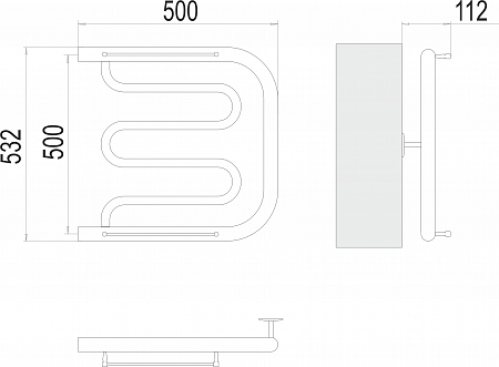 Фокстрот БШ 500х500 Полотенцесушитель  TERMINUS Ессентуки - фото 3