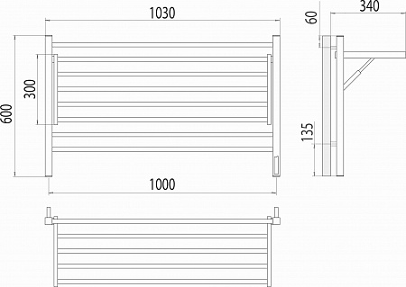 Горизонт П8 1000х600 электро КС ЧЕРНЫЙ МУАР (sensor quick touch) Полотенцесушитель TERMINUS Ессентуки - фото 5